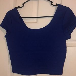 Royal blue off the shoulder crop top